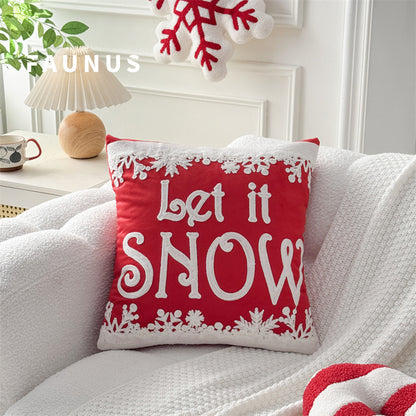 Christmas Tree Snowflake Embroidery Pillow Cover 45x45cm