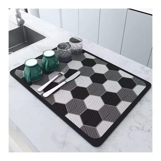 Absorbent non-slip dish drying mat