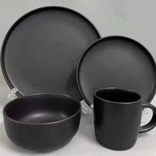 24pcs ceramic black dinner set