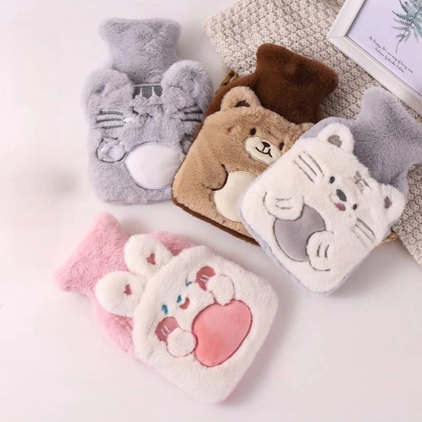 Mini plush hot water bottle