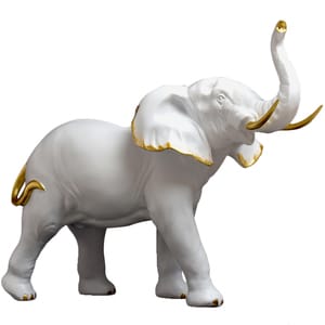 Resin White  Gold Elephant Sculpture Home Office Decor