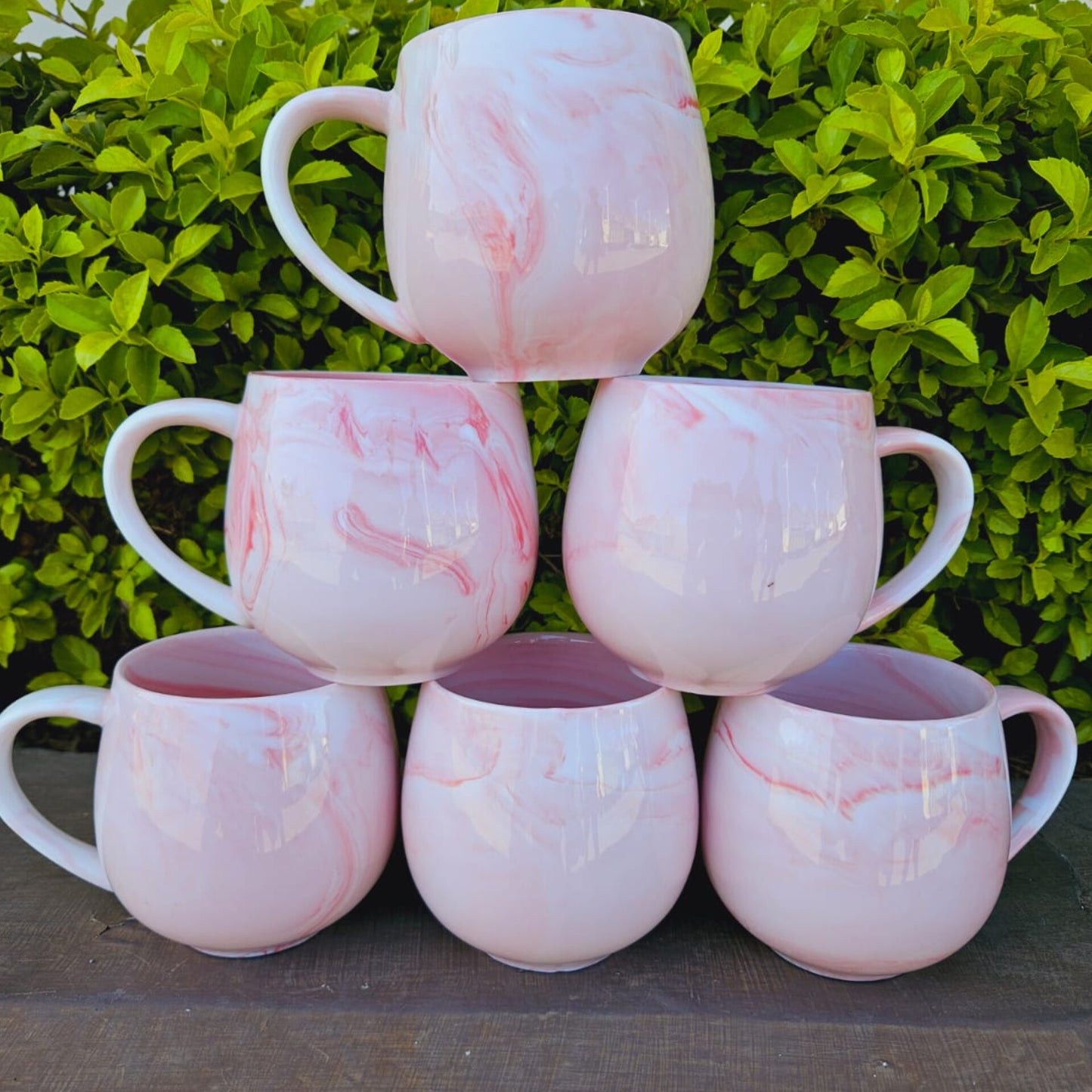 6Pc Marble Ceramic Mugs