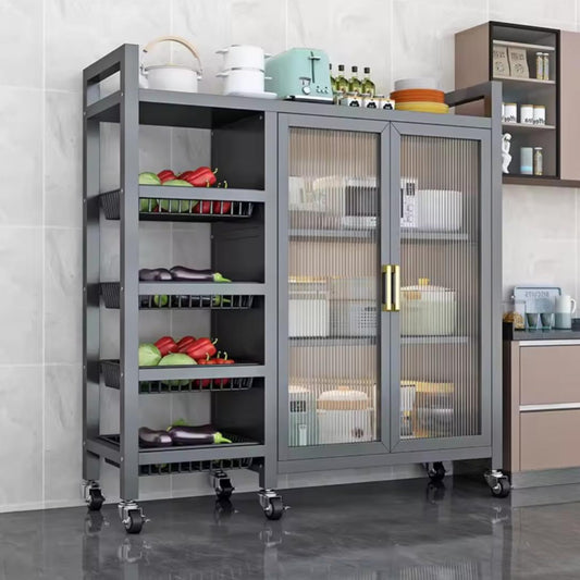 Multifunctional Kitchen Pantry Cabinet with Storage Baskets and Acrylic Doors