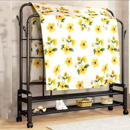 Double Layer Garment Rack Floor Clothing Rack