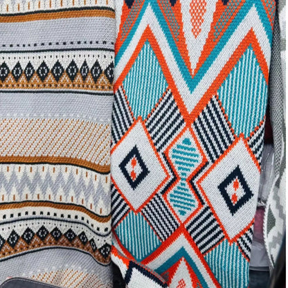 Bohemian Knitted Throw Blanket with Tassels