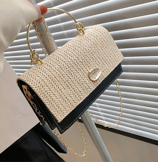 Straw plaited ladies crossbody bag small handbag