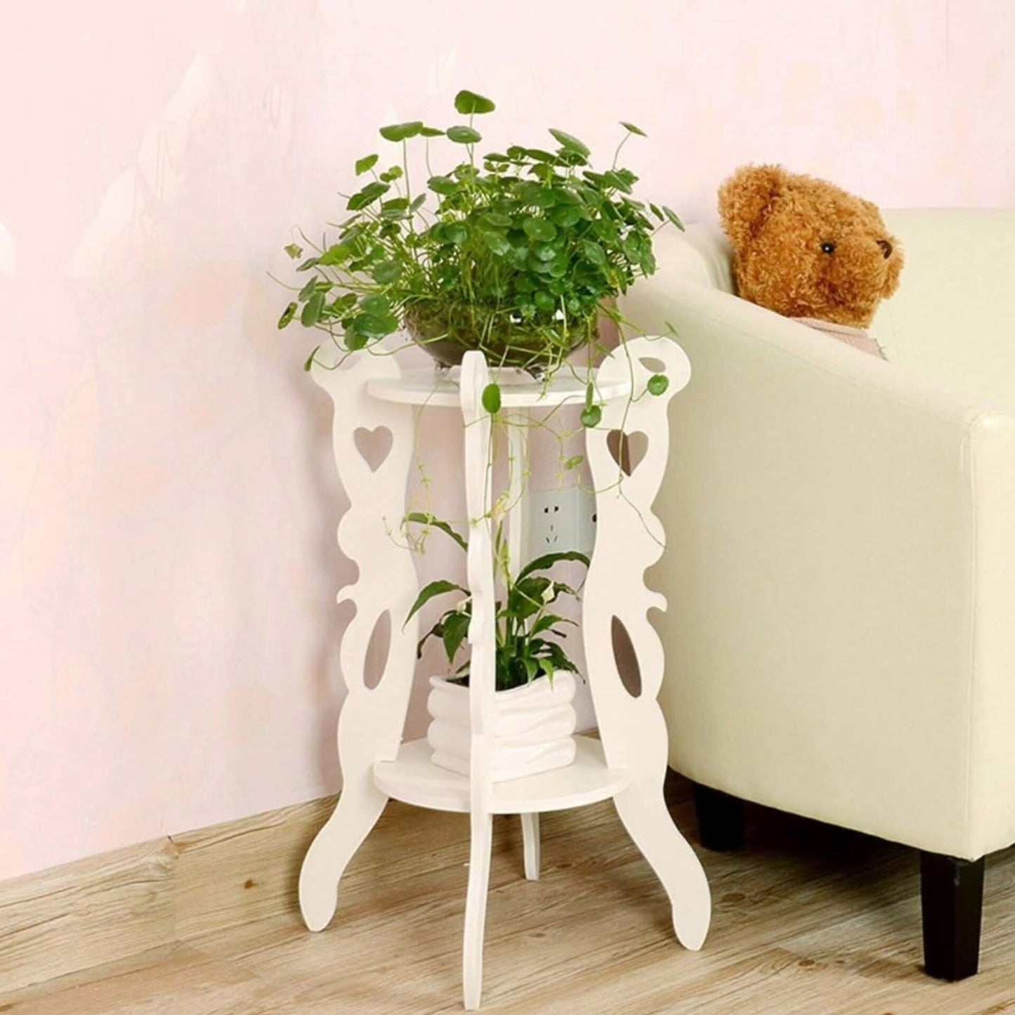 3 legged 2 layer white decor table