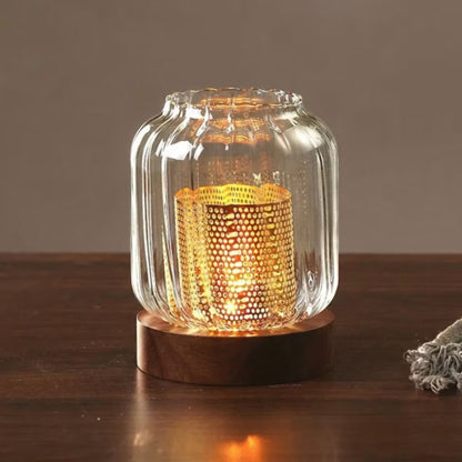 12cm Ribbed Glass Candle Holder