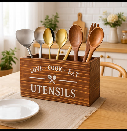 Wooden cutlery organizer