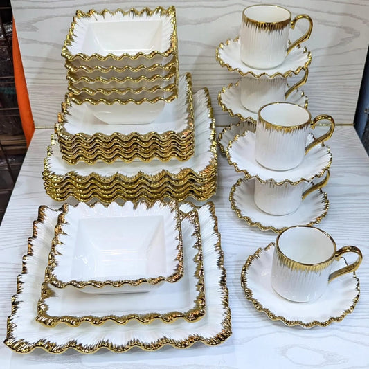 30pcs Flair Gold Ceramic Dinner Set  Gha