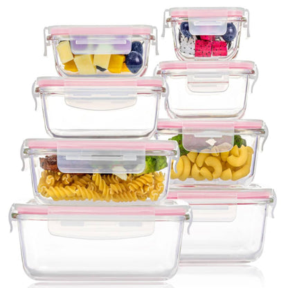 8 Pack Glass Food Storage Containers with Airtight Lids