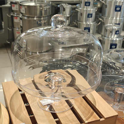 Heavy glass dome cake cover with stand