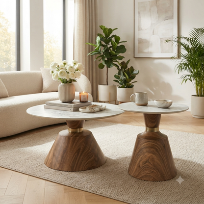 Marble Top Coffee and Side Table Set