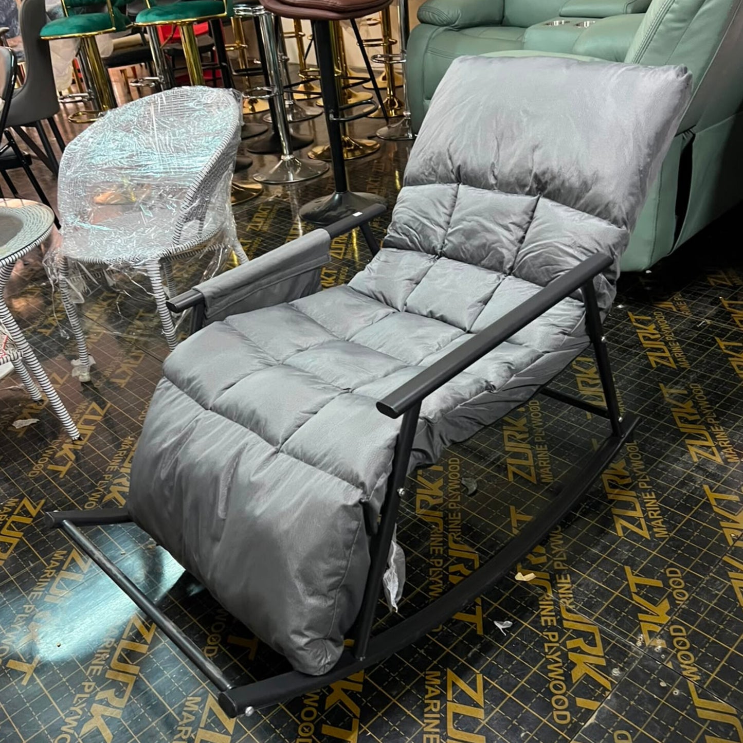 Adjustable Back Rocking Chair Grey