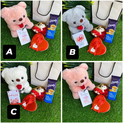 Valentine Teddy Bear and Chocolate Gift Set