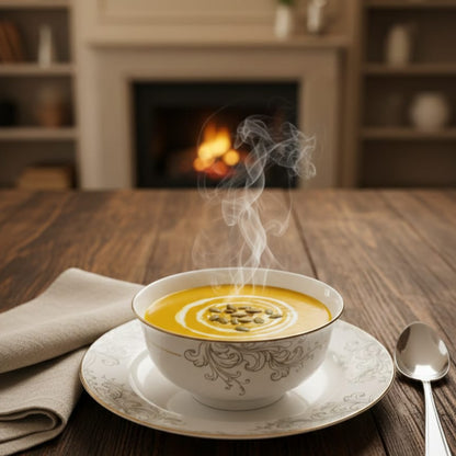 6pc White Bone Soup Bowl Set with Gold