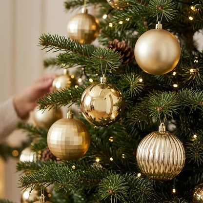 24Pc 8cm Gold Christmas Decor balls Set