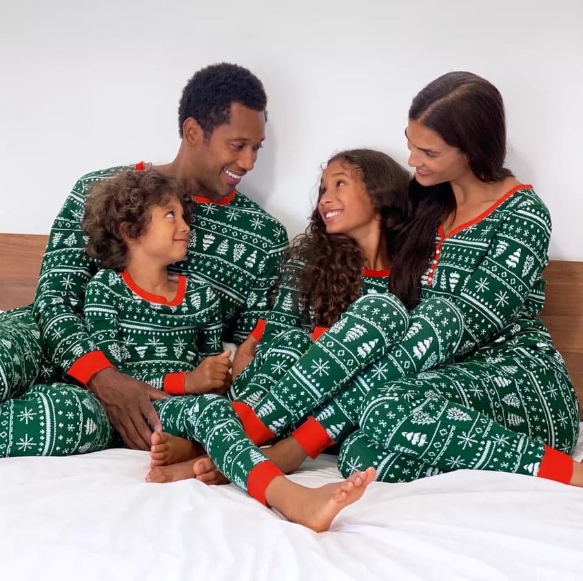 Green Christmas Family Matching Pajama Set