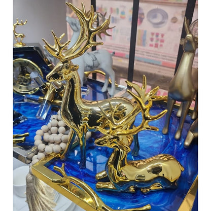 2 Gold Christmas Deers Decor
