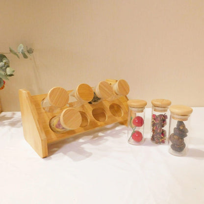 8Pcs Bamboo Spice Jar Set