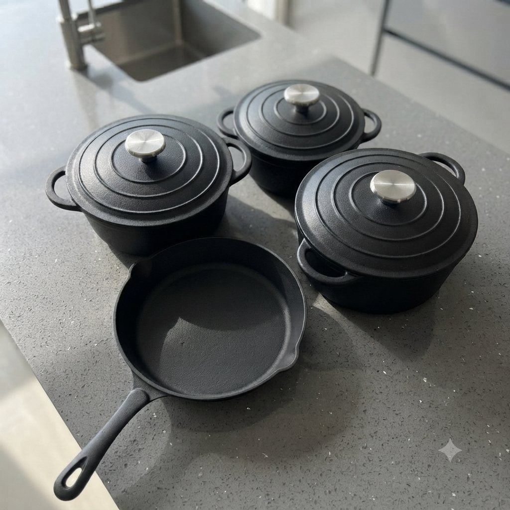 Unseasoned Cast Iron Cooking Pot Set 