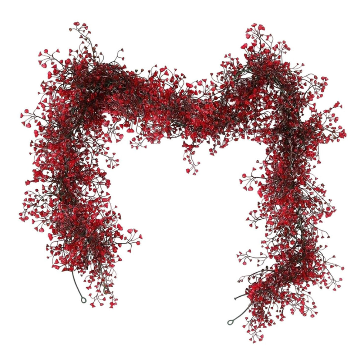 1.8m Artificial Red Ferns Hanging Garland