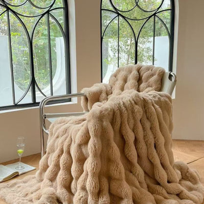 Soft Thick Rabbit Fur Faux Throw Blanket