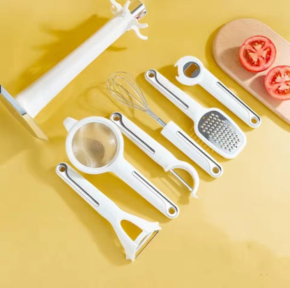 7Pc white kitchen utensil set