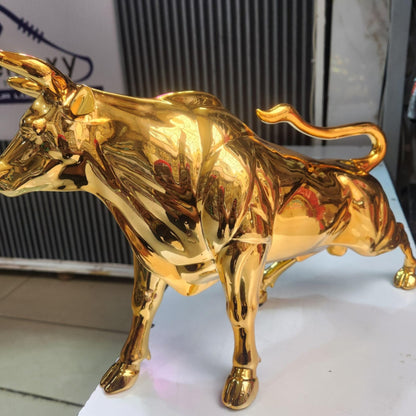 Resin Golden Bull Office Decor Gift Sculpture