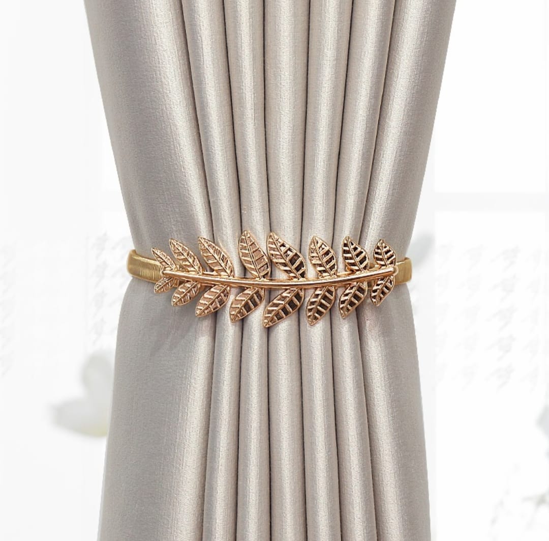 Spring curtain tie-back