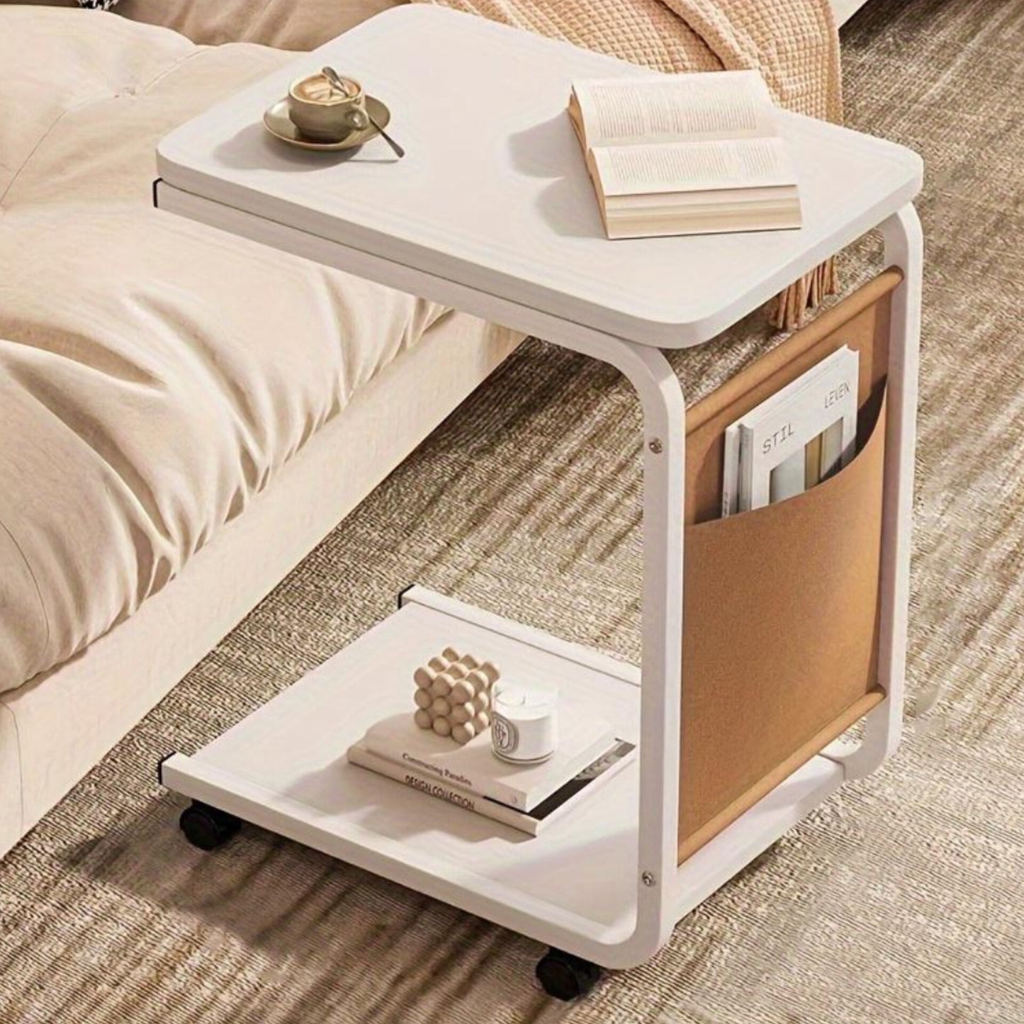 2 Layer trolley with matching insert pocket side stool/table