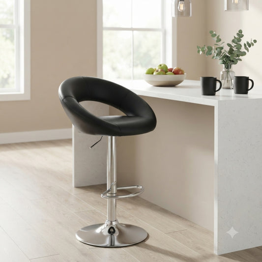 Black Leather Swivel Bar Stool