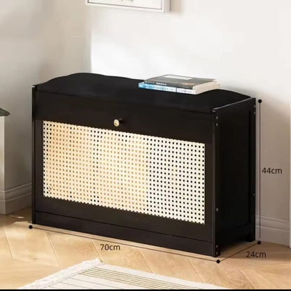 Entry Way Wooden Storage Bench with Bucket Flip Shoe Cabinet Gha