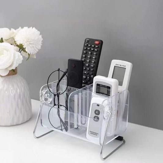 Multi-Compartment Clear Acrylic Desktop and Remote Control Storage Organizer