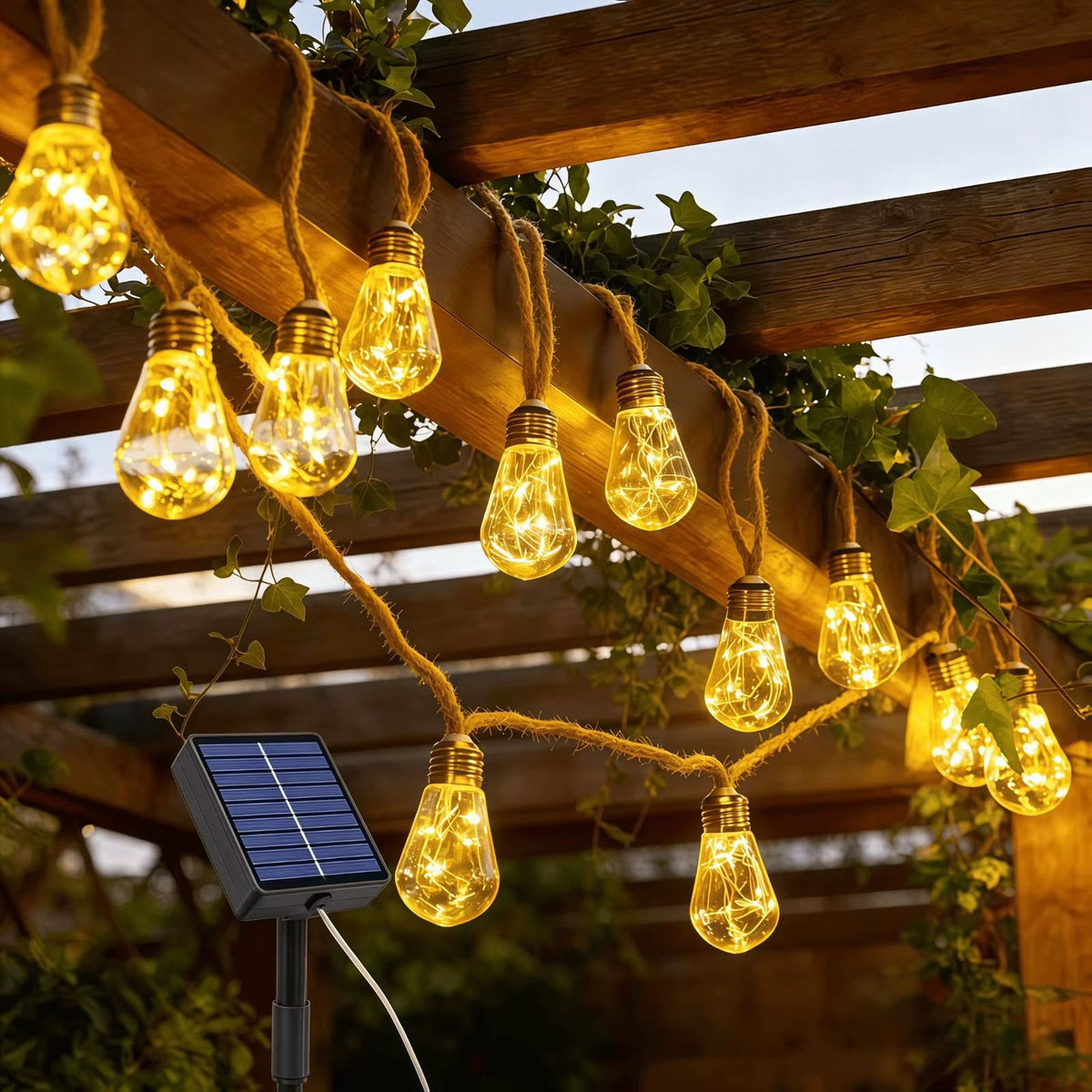 Vintage Hemp Rope Christmas Lights 10m USB  Solar Indoor And Outdoor Gha