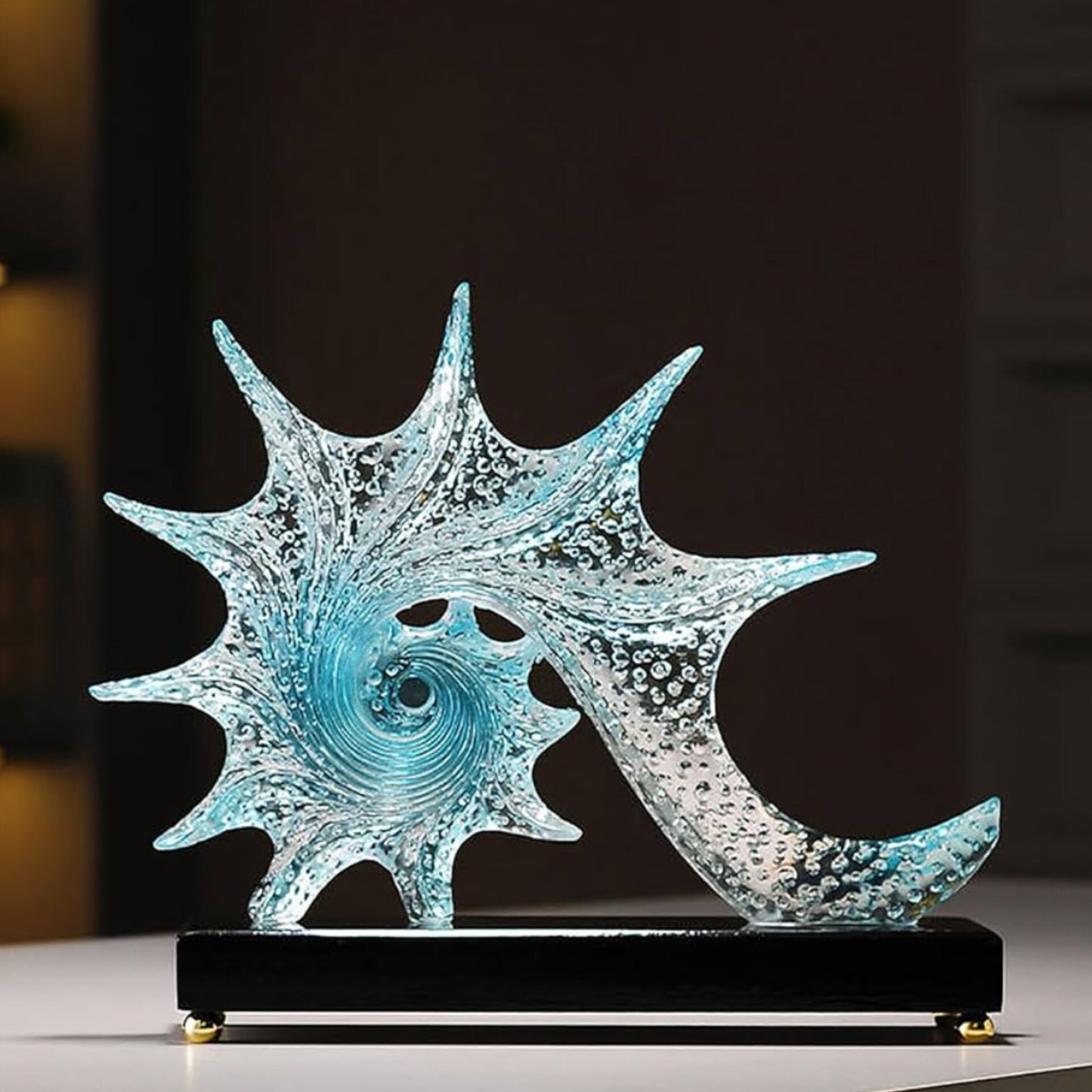 Blue Resin Seashell Sculpture