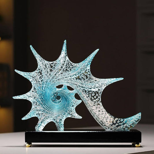 Blue Resin Seashell Sculpture