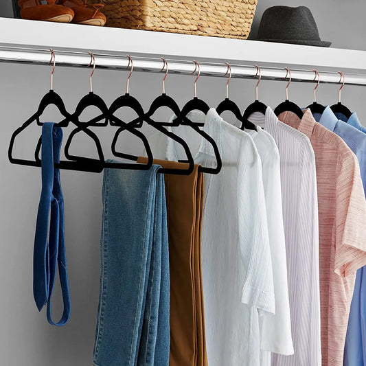 Velvet Hangers With Rose Gold Hooks