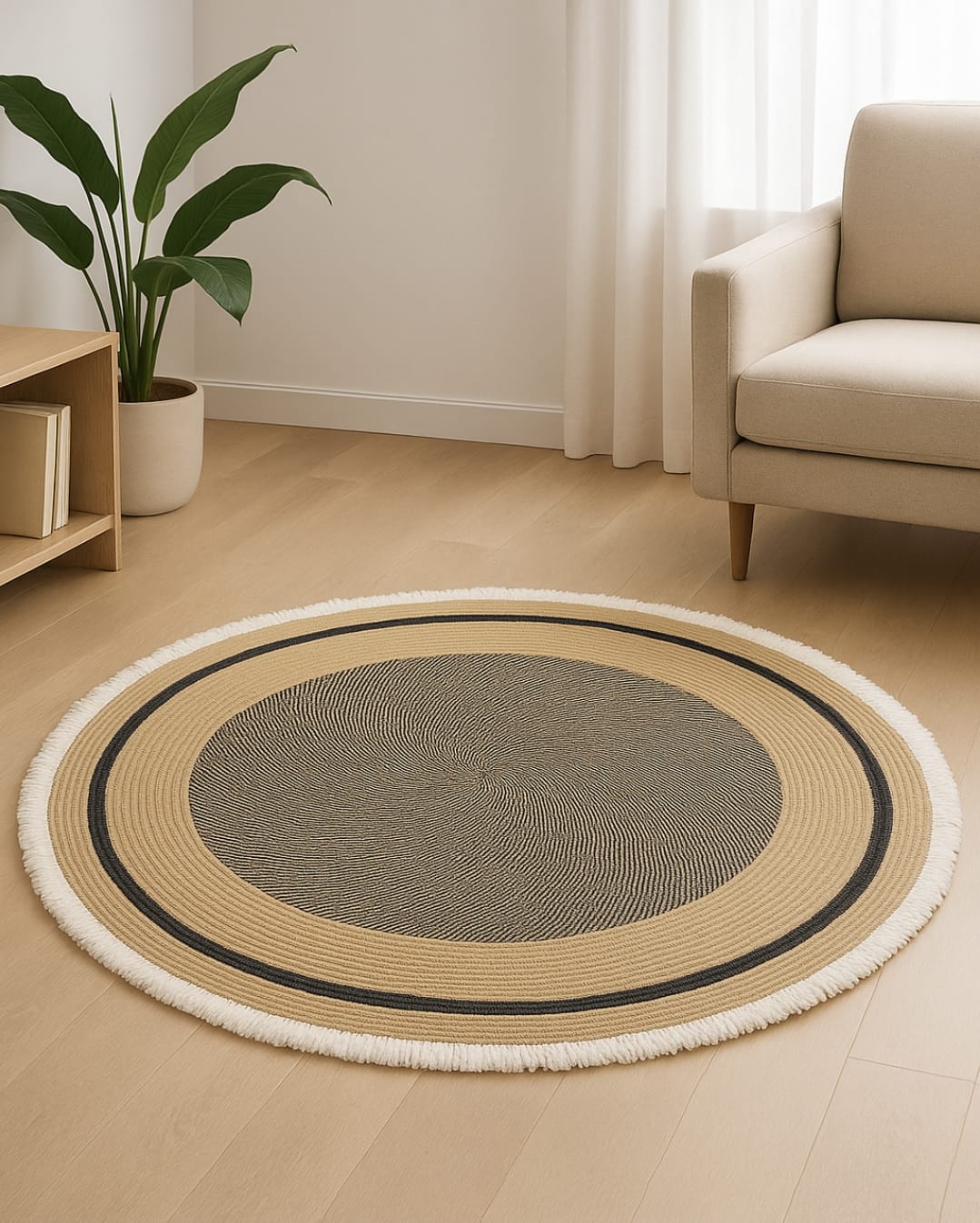 Boho  round  straw rug