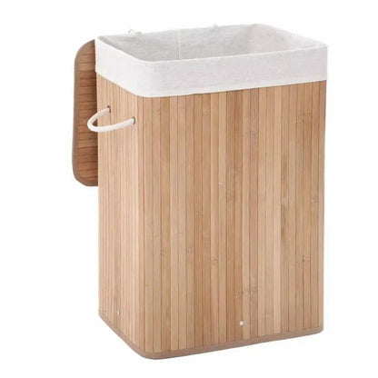 Foldable bamboo laundry basket