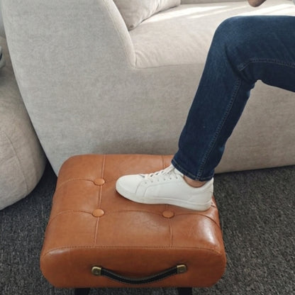 Foot Rest Pu Leather  Ottoman with Handle
