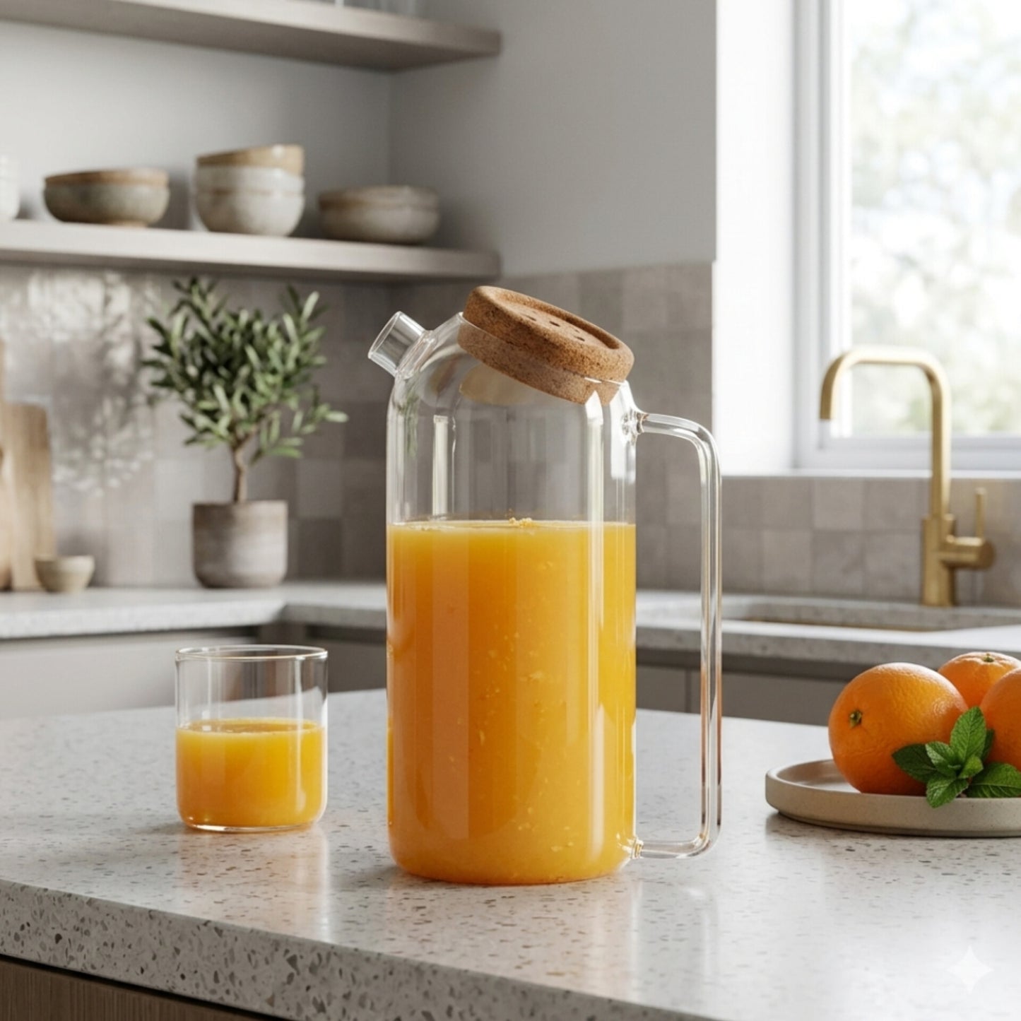 1800ml Borosilicate Juice and Water Pitcher with Cork Lid