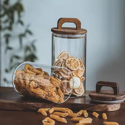 4Pcs airtight glass jars with wooden lids
