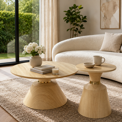 Light Oak Coffee and Side Table Set