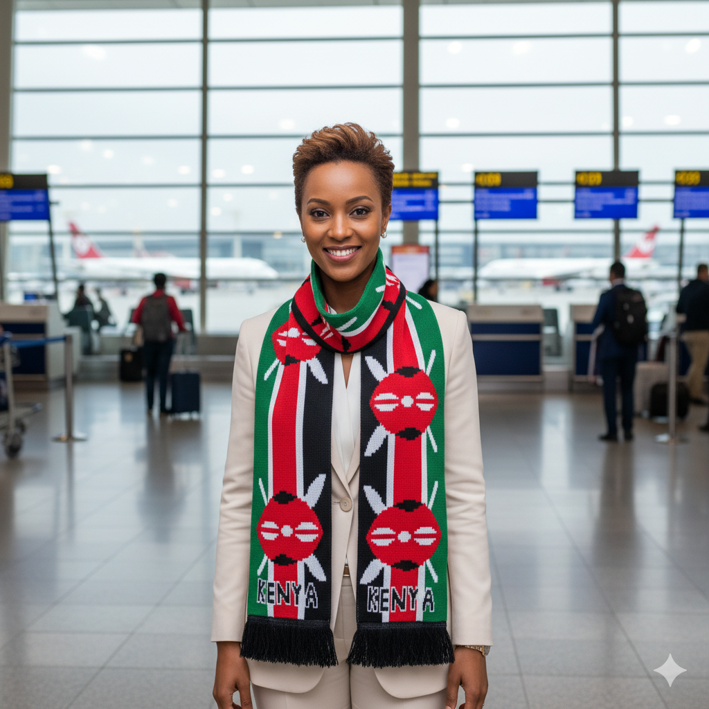 Knitted Kenyan Flag Scarf 143cm