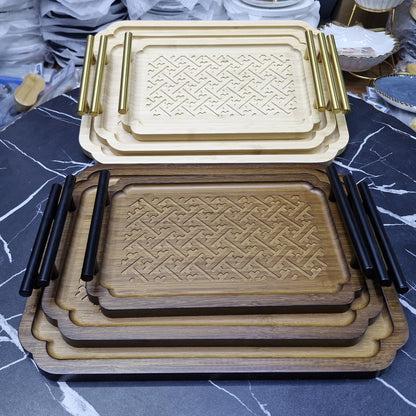 3Pcs Nested Bamboo Serving Tray Set