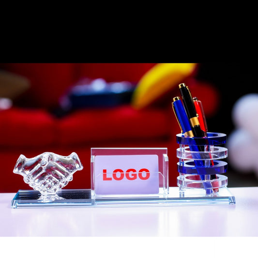 Corporate Partnership Crystal Desk Organizer Gift Set