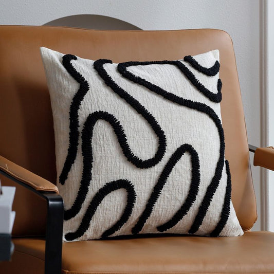 Tufted Abstract Wavy Cushion Cover