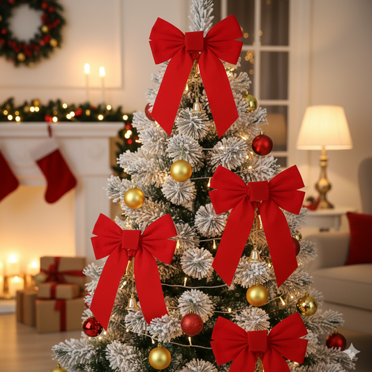 3Pc Christmas Bows Tree Decor