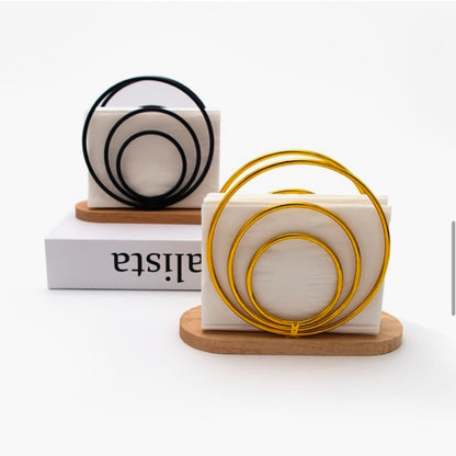 Metal Napkin Holder with Wooden Base